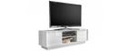Meuble TV design L138 cm blanc laqu&eacute; brillant COMO