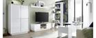 Meuble TV design L138 cm blanc laqu&eacute; brillant COMO