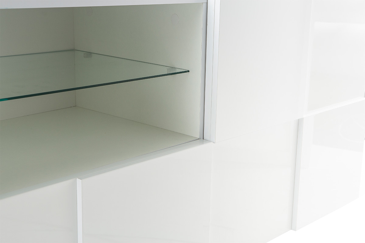 Meuble TV design laqu� blanc 180cm KUBE