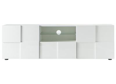 Meuble TV design laqu&eacute; blanc 180cm KUBE