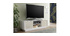 Meuble TV design laqu&eacute; blanc brillant et effet chene L138 cm HERO