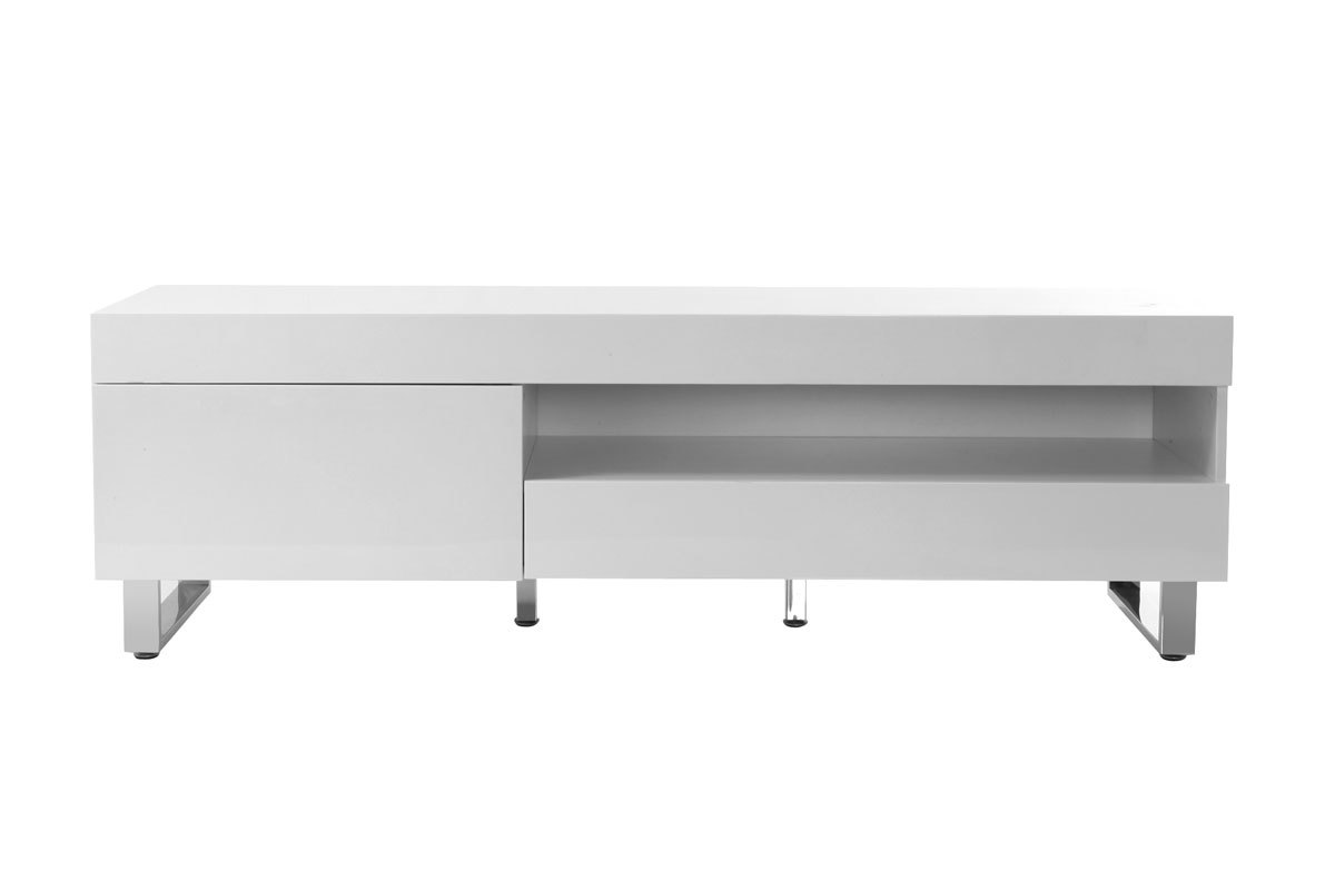 Meuble TV design laqu blanc MELHA