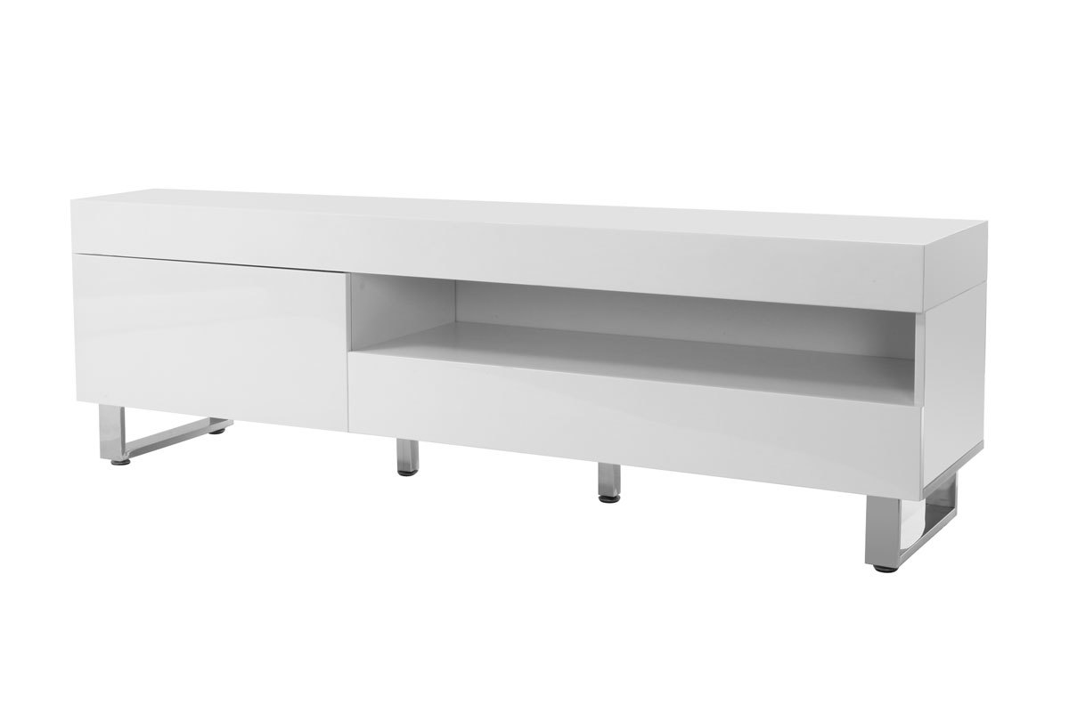 Meuble TV design laqu blanc MELHA