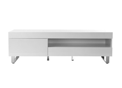 Meuble TV design laqu&eacute; blanc MELHA
