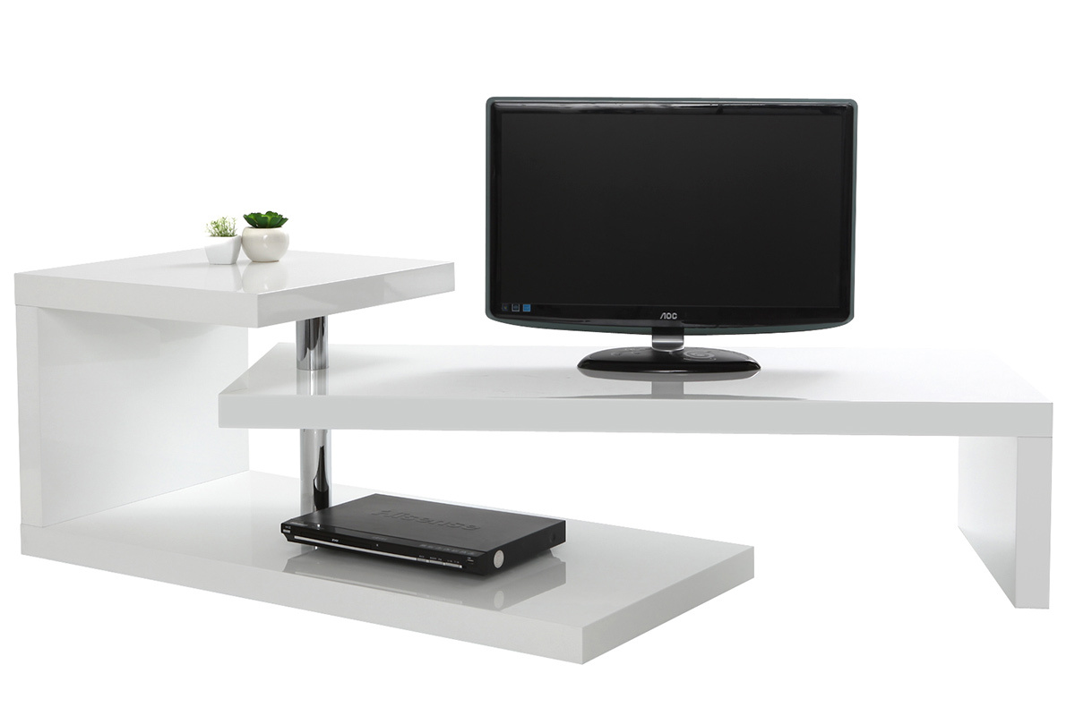 Meuble TV design laqu blanc TURN
