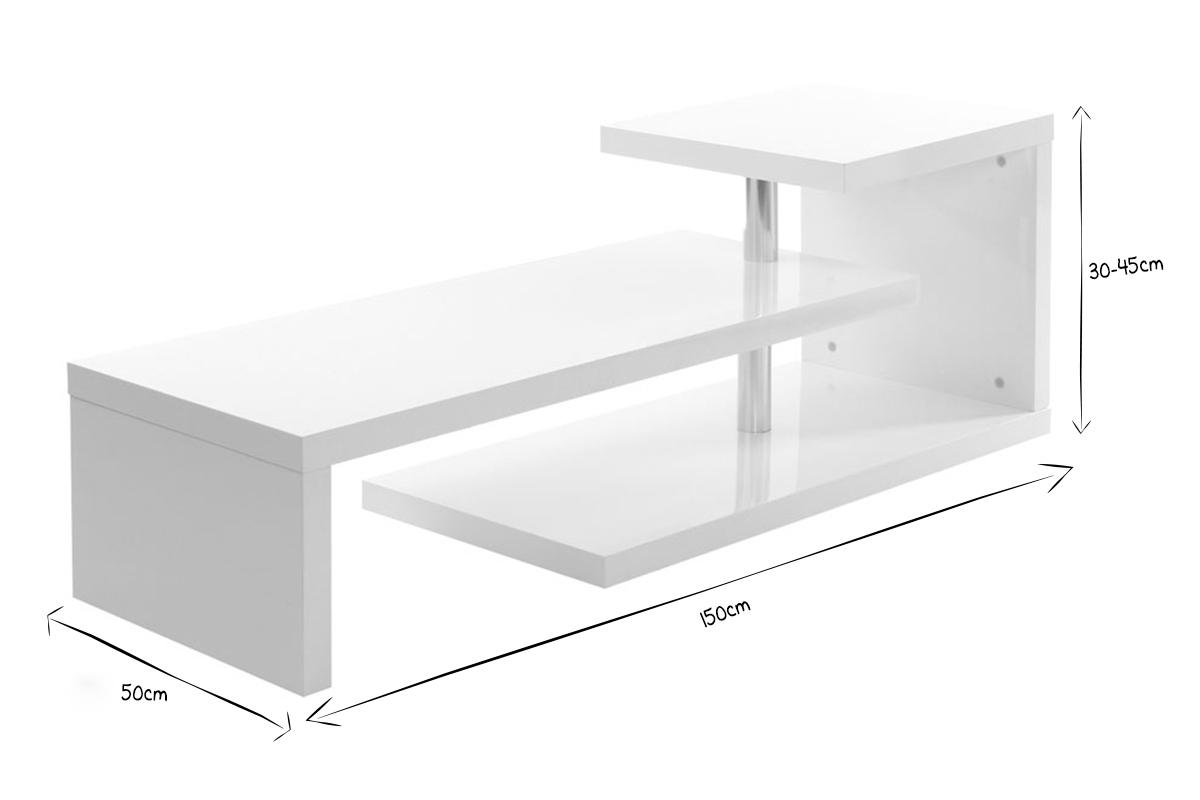 Meuble TV design laqu blanc TURN