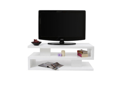 Meuble TV design laqué brillant blanc NEXY