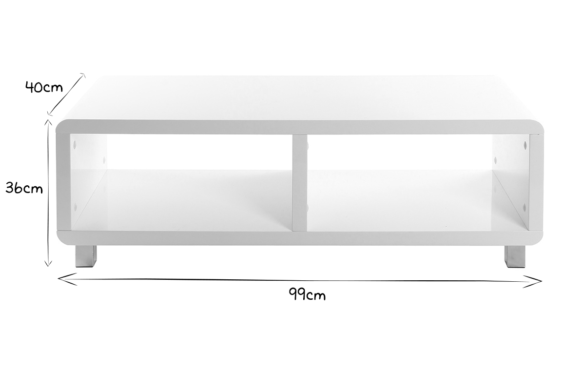 Meuble TV design laqu� brillant blanc PIXY
