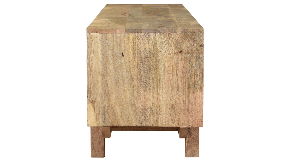 Meuble TV design manguier massif et laiton L140 cm ZAIKA