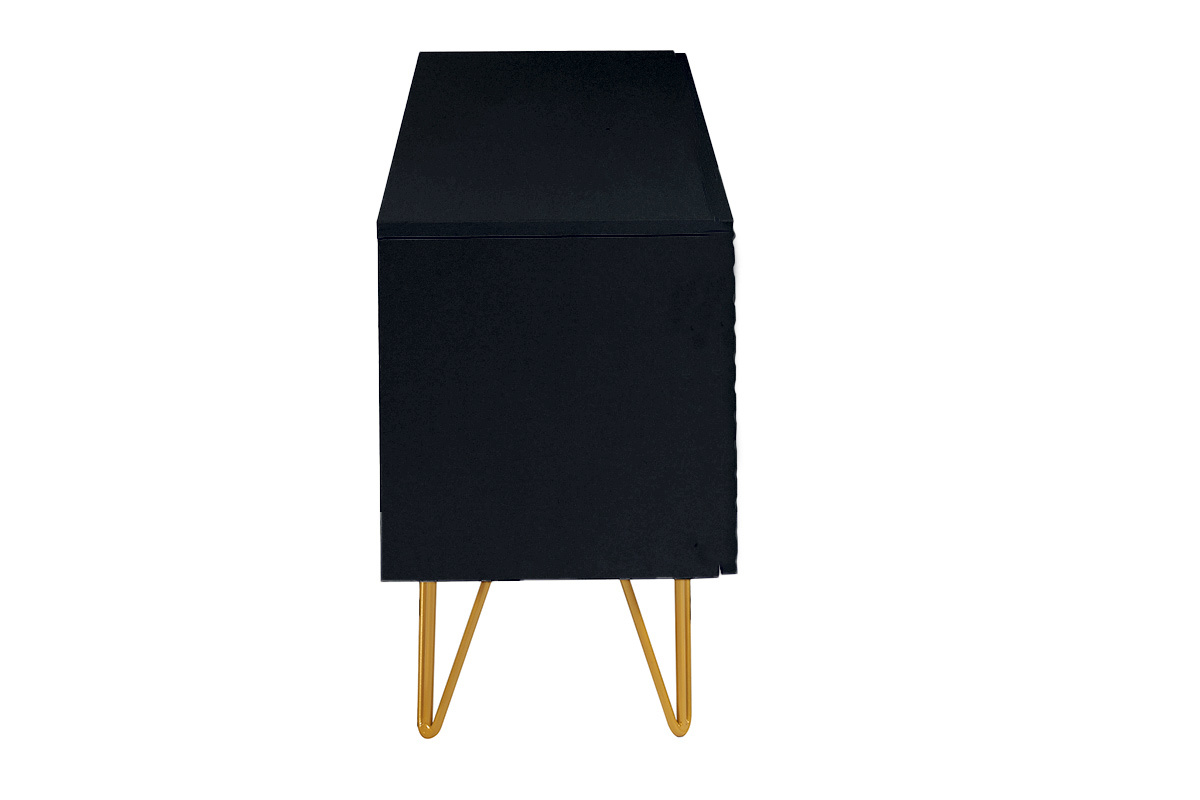 Meuble TV design noir et métal doré L140 cm OZEN