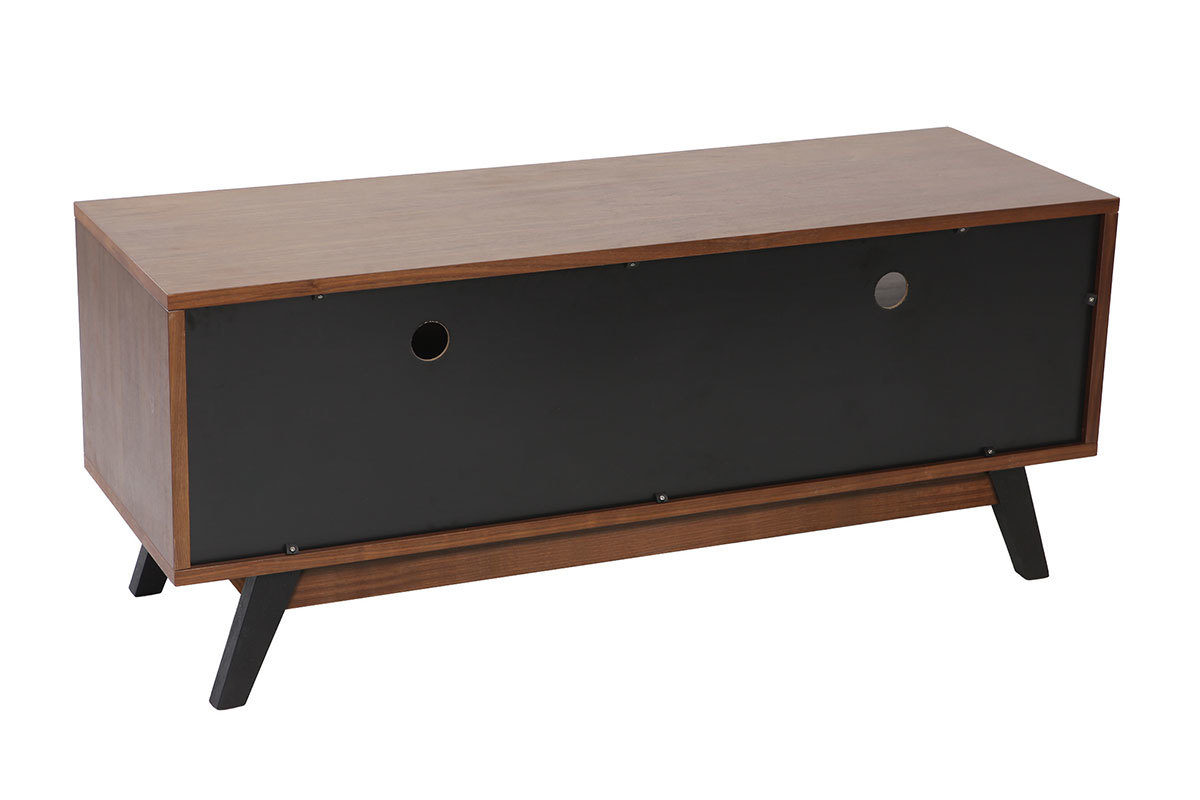 Meuble TV design noyer et noir mat NORMA