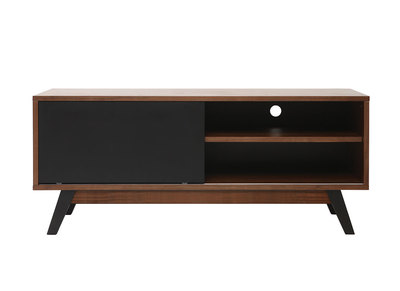 Meuble TV design noyer et noir mat NORMA
