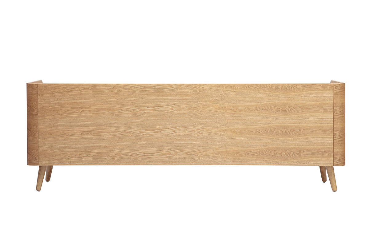 Meuble TV en bois clair fr�ne et cannage rotin L200 cm ELSY