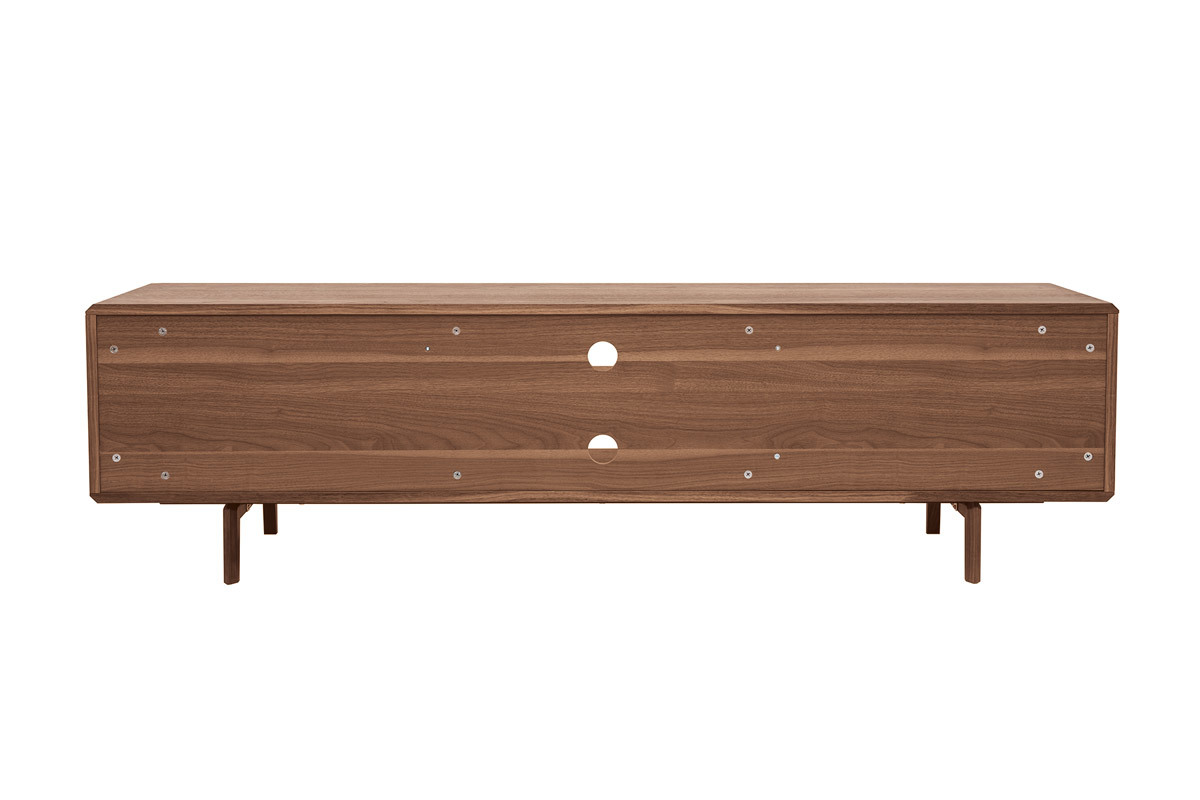 Meuble TV en bois fonc noyer 1 porte 2 tiroirs L180 cm SUVA