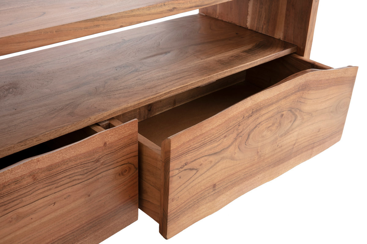 Meuble TV en bois massif avec tiroirs L130 cm BOHEMIAN