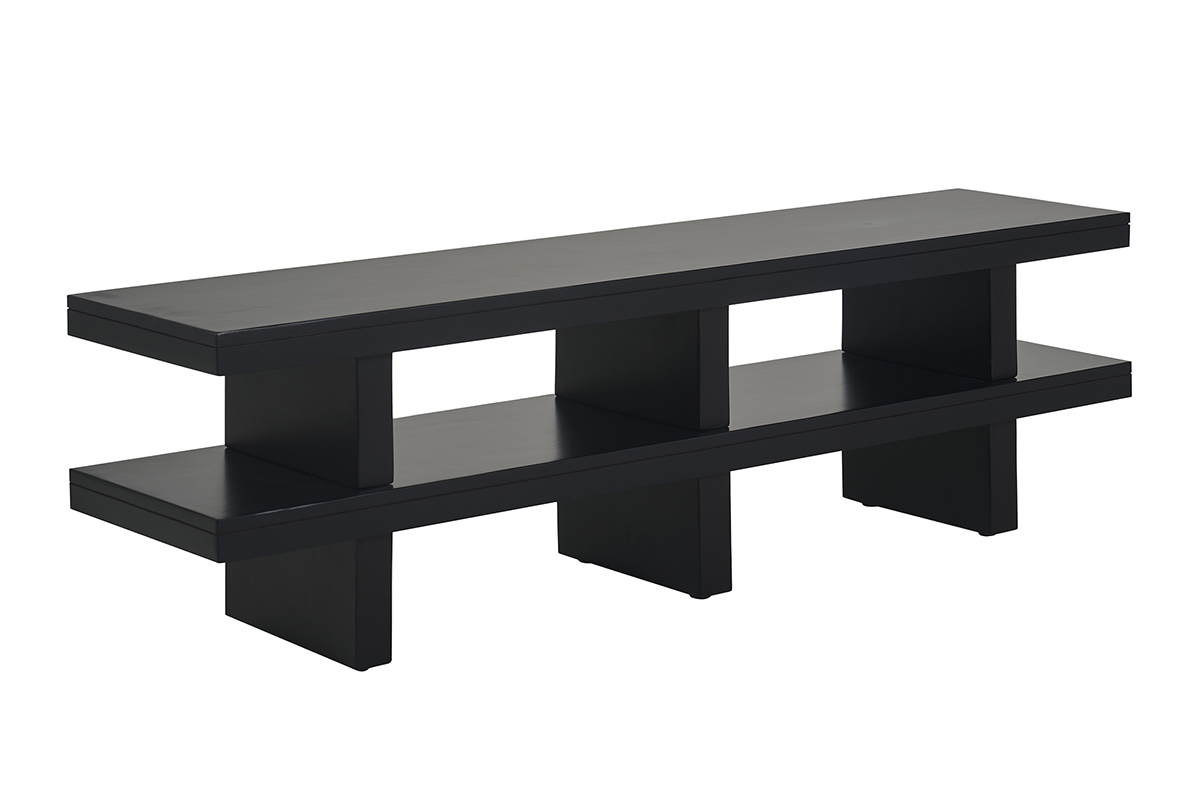 Meuble TV en bois massif noir L145 cm NALO