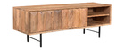 Meuble TV en manguier massif avec portes en relief L120 cm AGRA