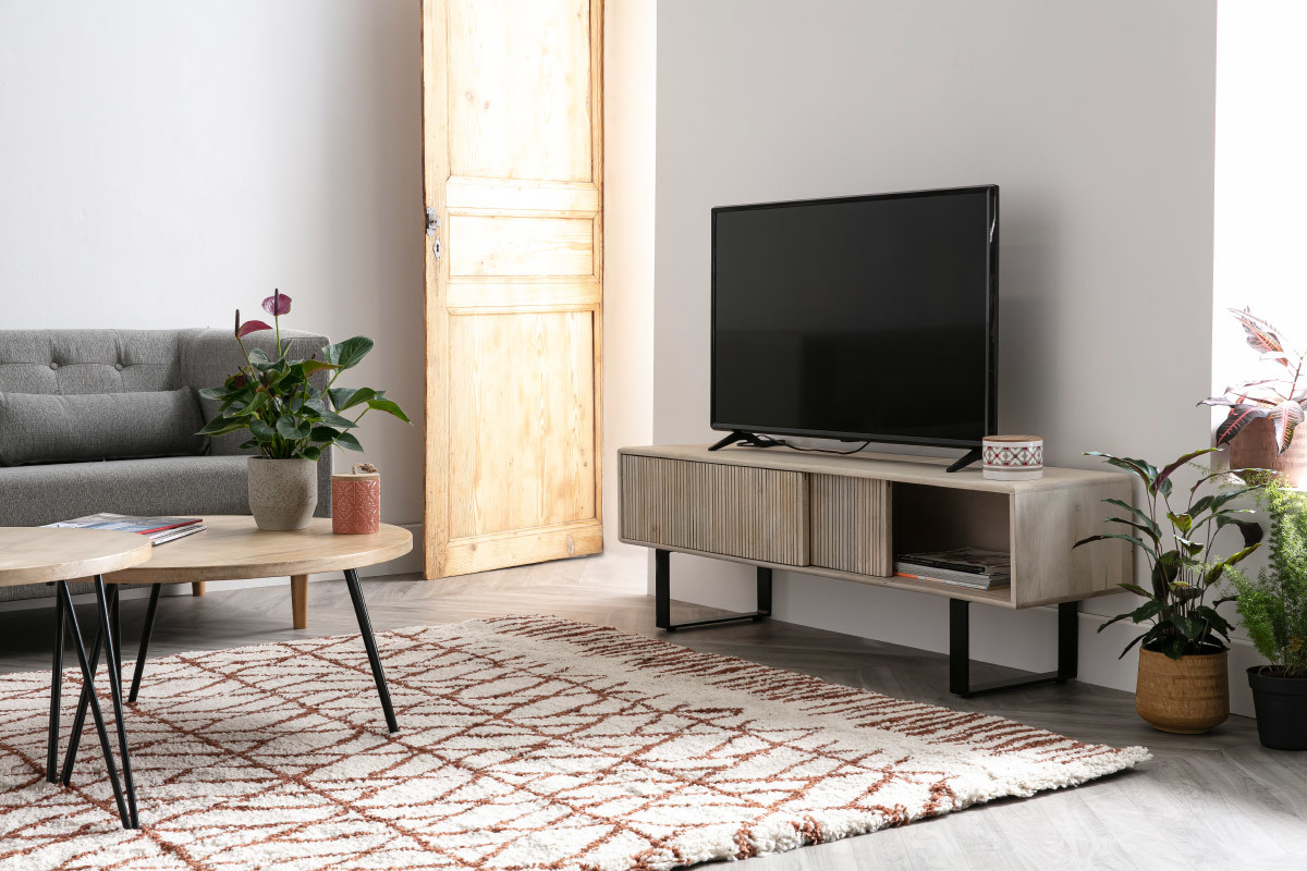 Meuble TV en manguier massif et mtal ITER