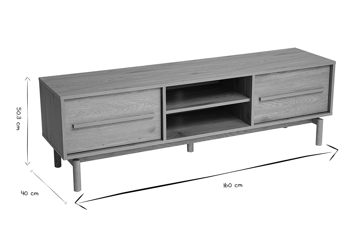 Meuble TV finition bois ch�ne L160 cm YSEULT