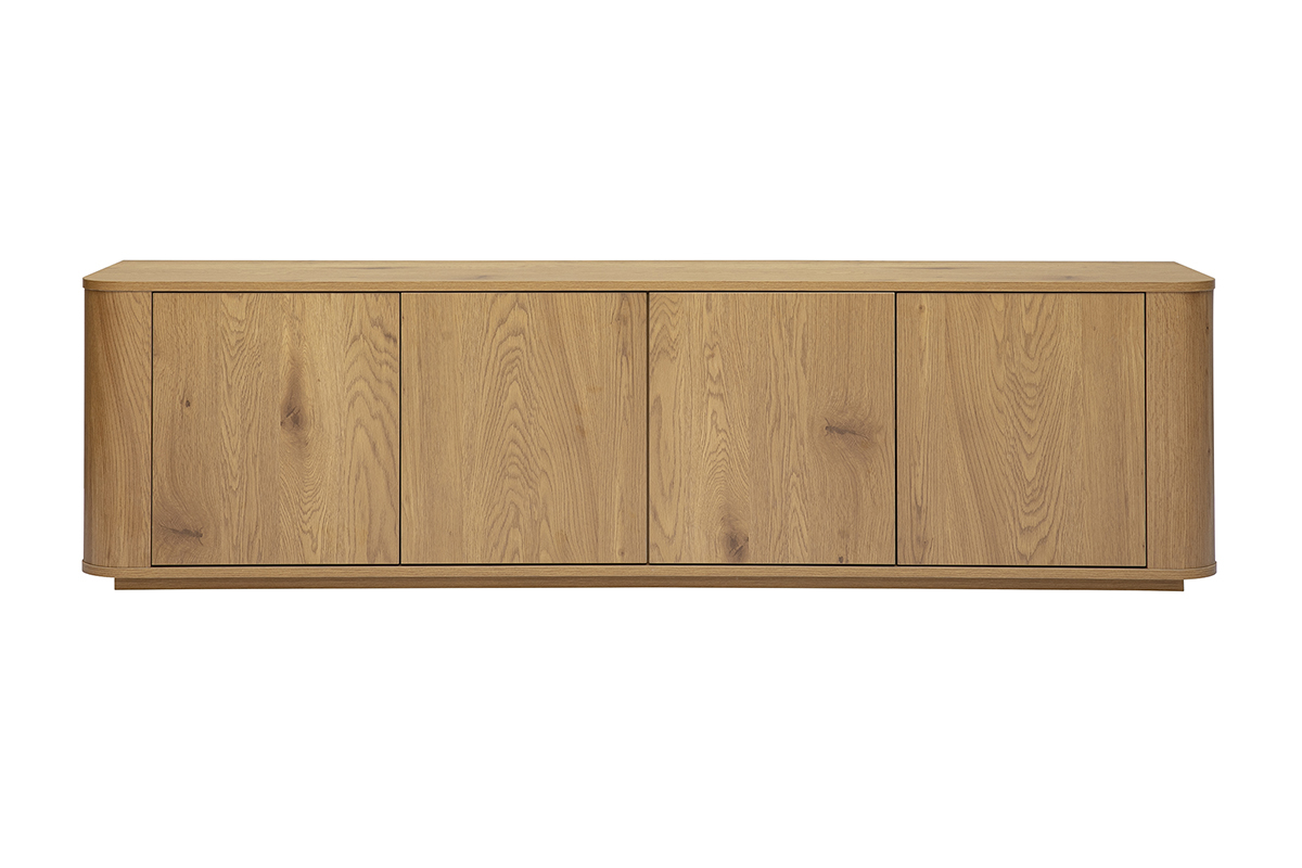 Meuble TV finition bois clair ch�ne 4 portes L180 cm NEGAN