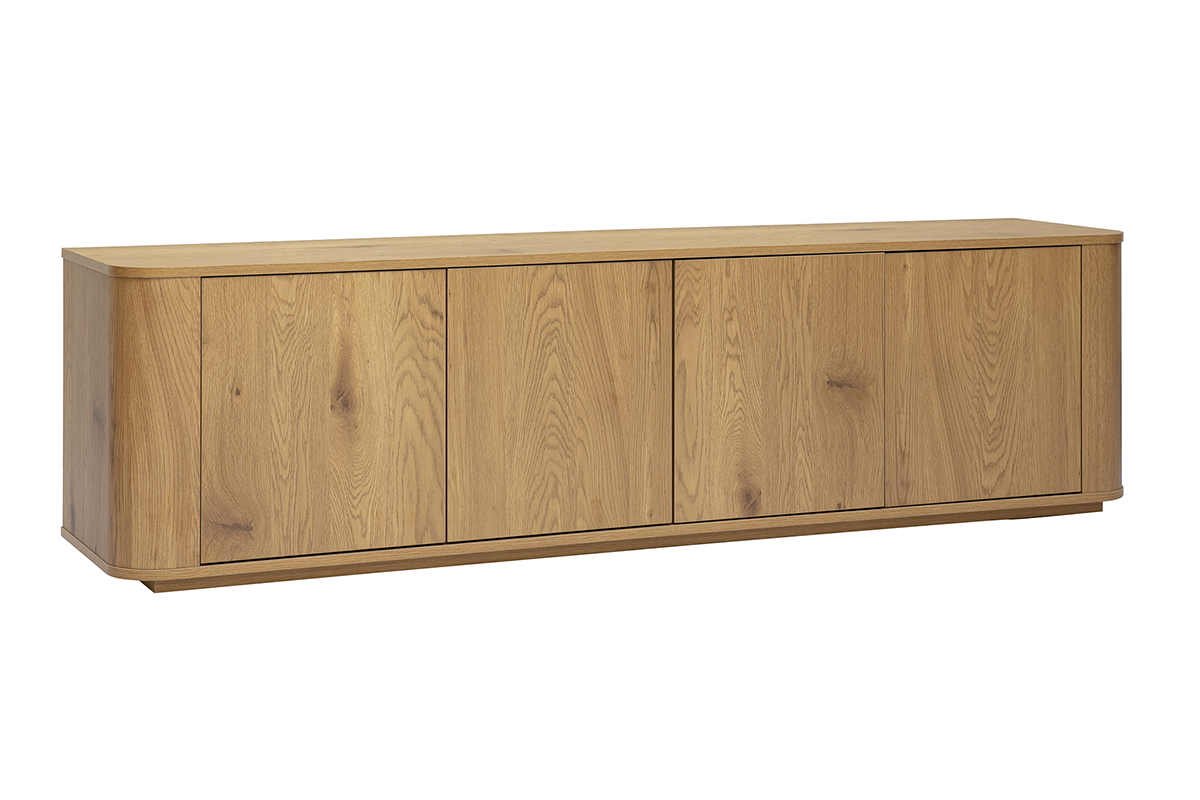 Meuble TV finition bois clair ch�ne 4 portes L180 cm NEGAN