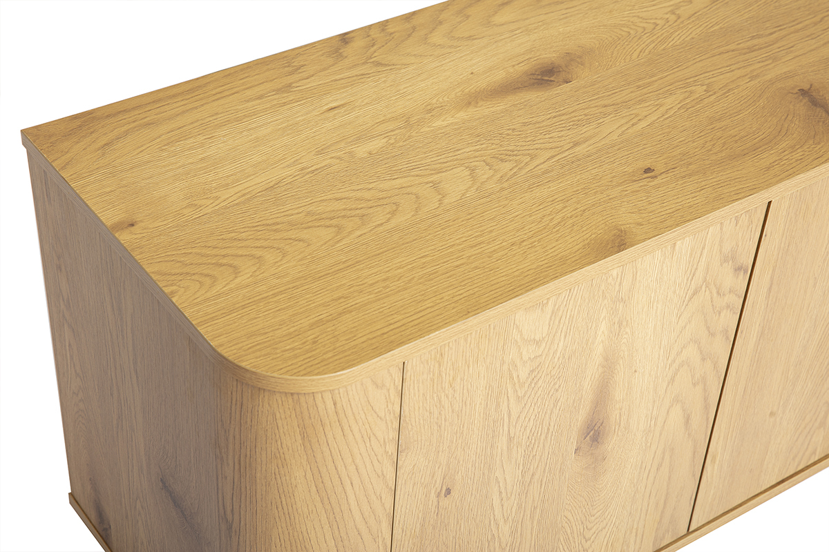 Meuble TV finition bois clair ch�ne 4 portes L180 cm NEGAN