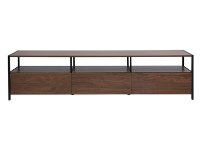 Meuble TV finition bois foncé noyer et métal noir L180 cm MAXENCE