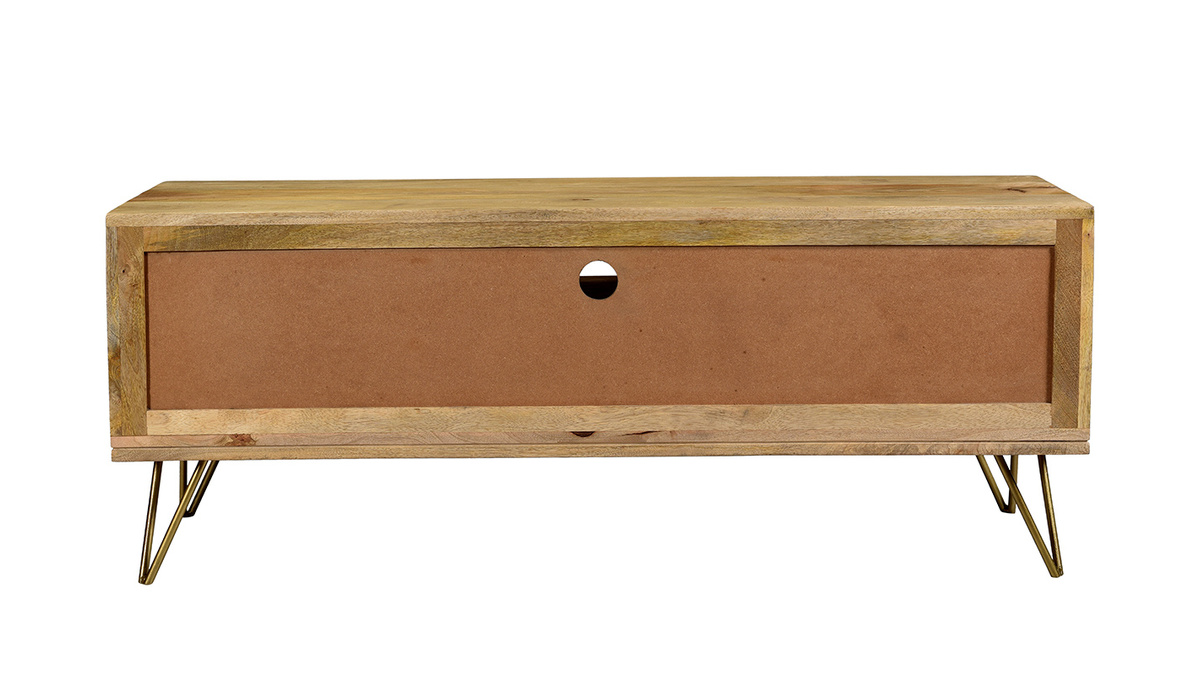 Meuble TV grav en manguier massif et mtal L130 LINIUM