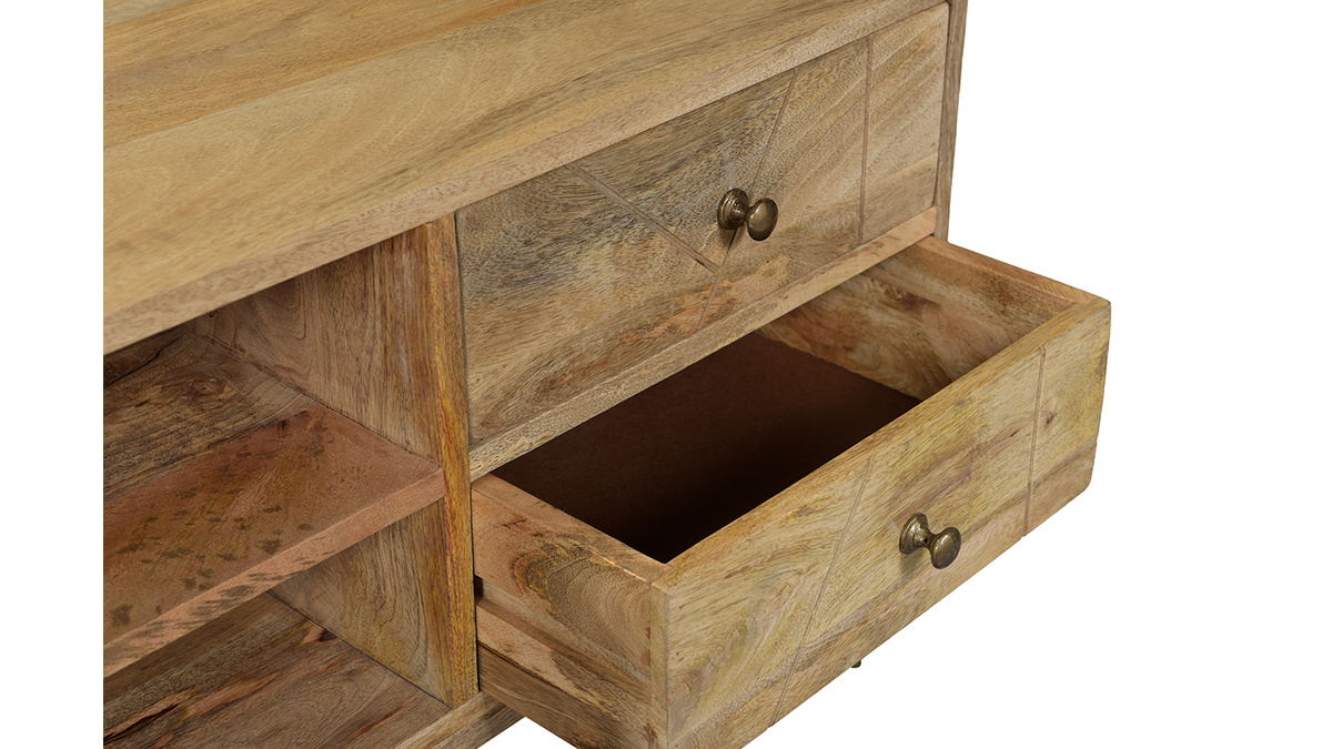 Meuble TV grav en manguier massif et mtal L130 LINIUM