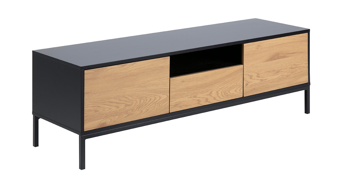 Meuble TV industriel bois et mtal L140 cm TRESCA