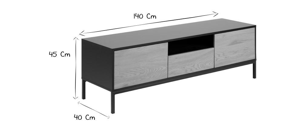 Meuble TV industriel bois et m�tal L140 cm TRESCA