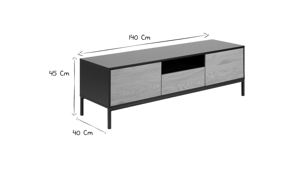 Meuble TV industriel bois et mtal L140 cm TRESCA