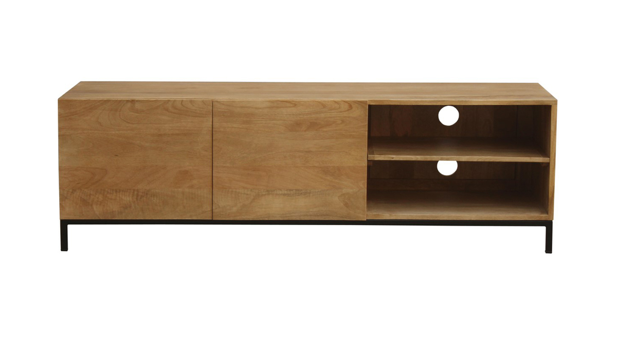 Meuble TV industriel en manguier massif et mtal L145 cm YPSTER