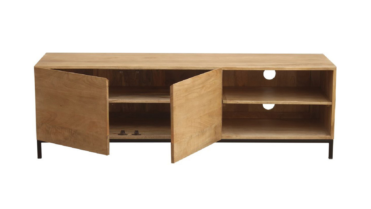 Meuble TV industriel en manguier massif et mtal L145 cm YPSTER