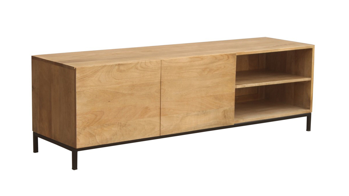 Meuble TV industriel en manguier massif et mtal L145 cm YPSTER