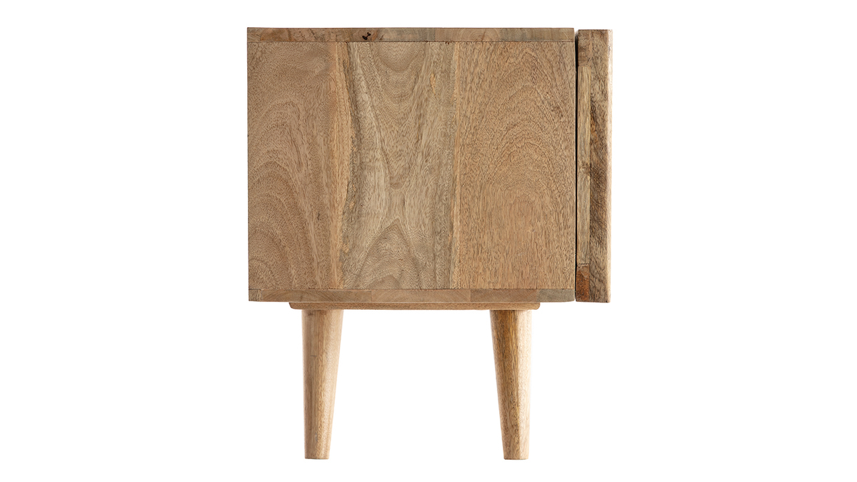 Meuble TV manguier massif avec portes coulissantes L140 cm ALBA - Miliboo & Stphane Plaza