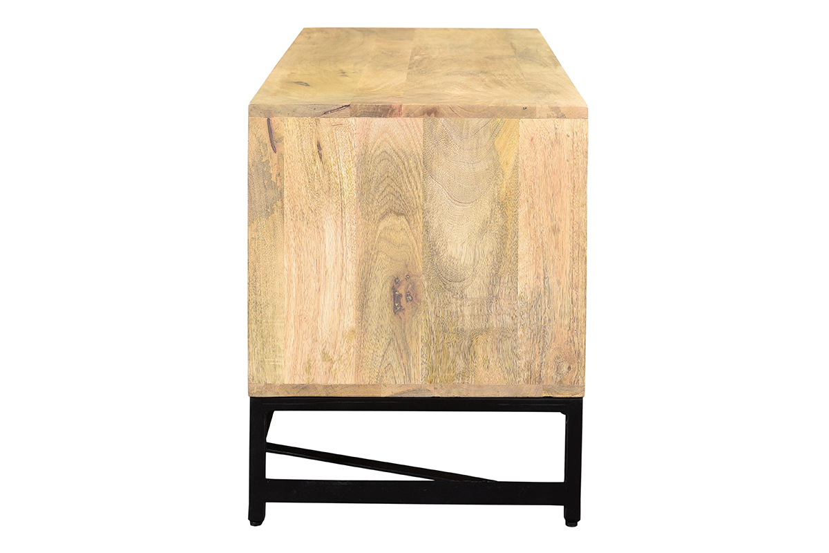 Meuble TV manguier massif et mtal noir L130 cm ESTY
