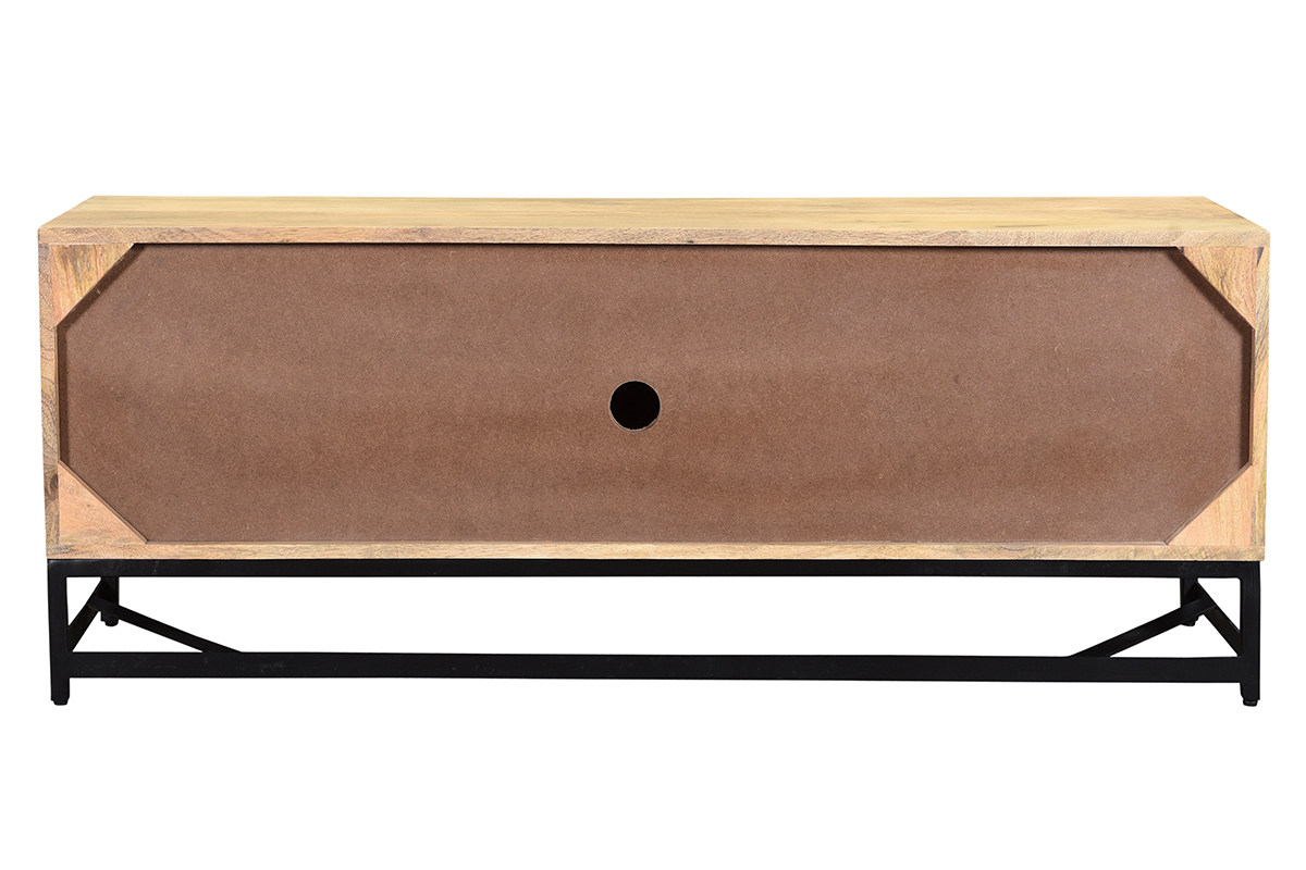 Meuble TV manguier massif et mtal noir L130 cm ESTY