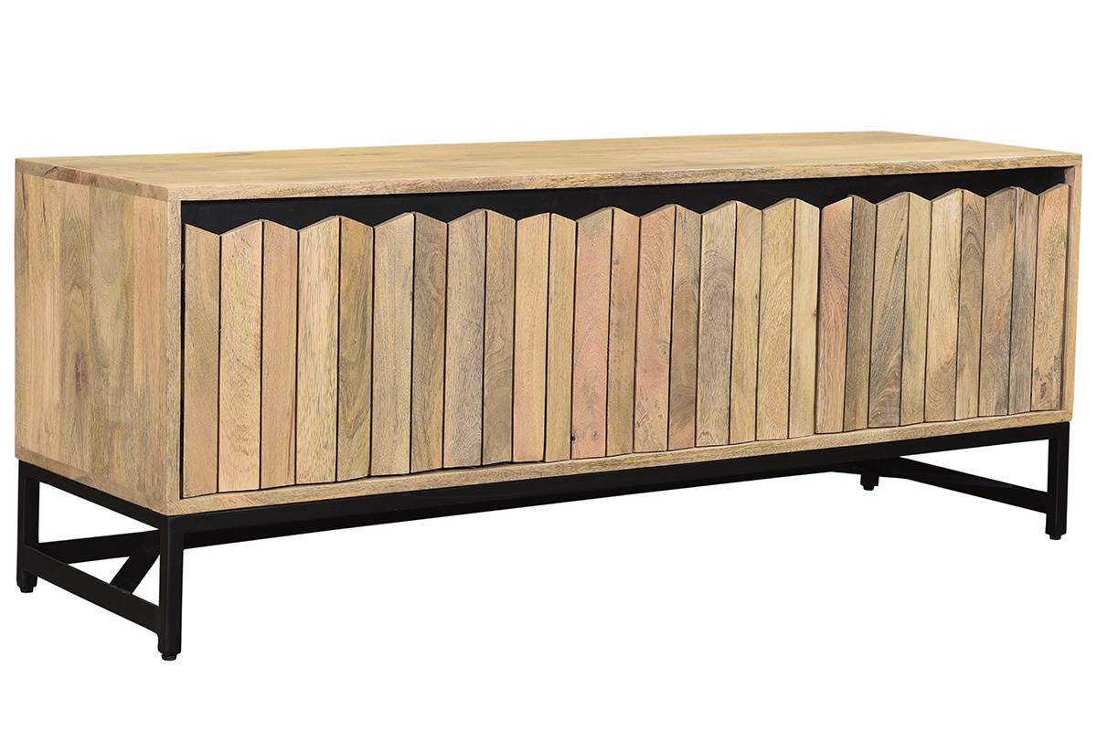 Meuble TV manguier massif et mtal noir L130 cm ESTY