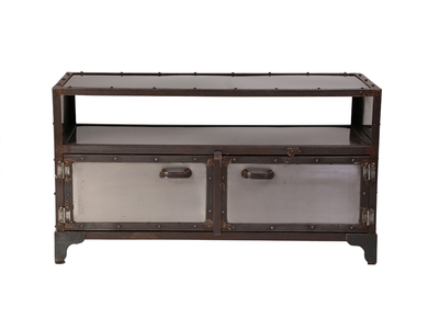 Meuble TV m&eacute;tal industriel 2 portes FACTORY