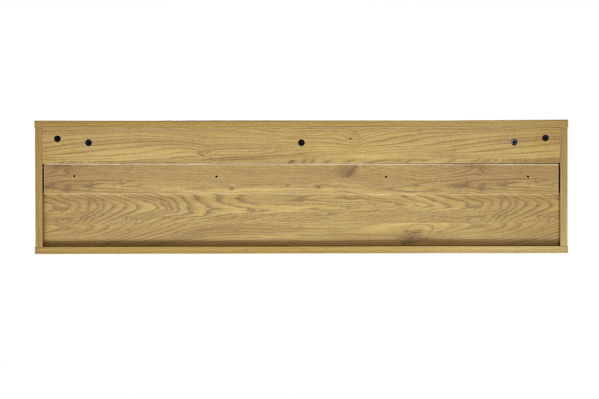Meuble TV mural finition blanche et bois clair ch�ne L120 cm FLEXO