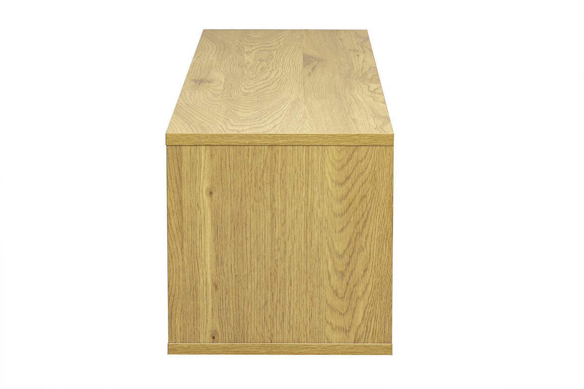 Meuble TV mural finition blanche et bois clair ch�ne L120 cm FLEXO