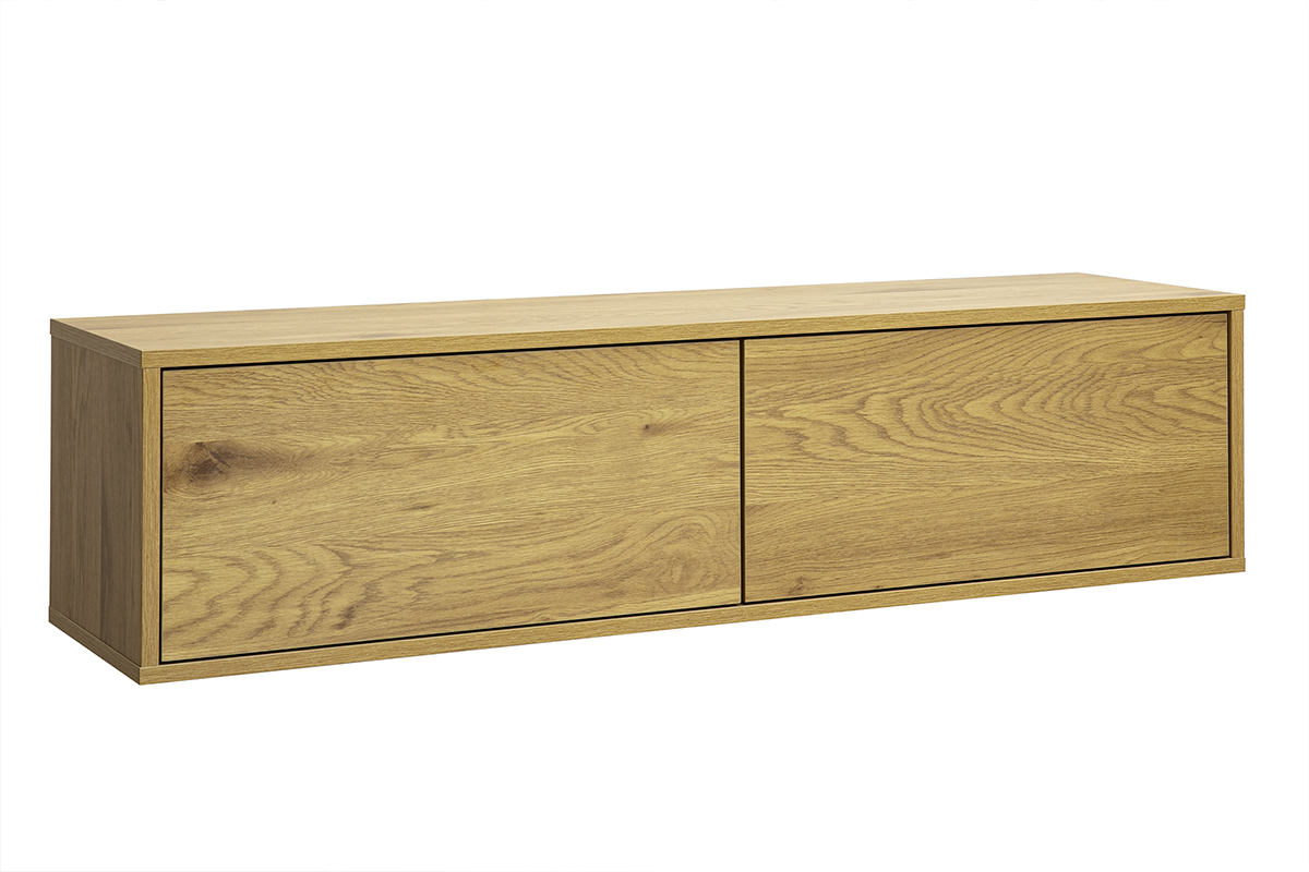 Meuble TV mural finition bois clair ch�ne L120 cm FLEXO
