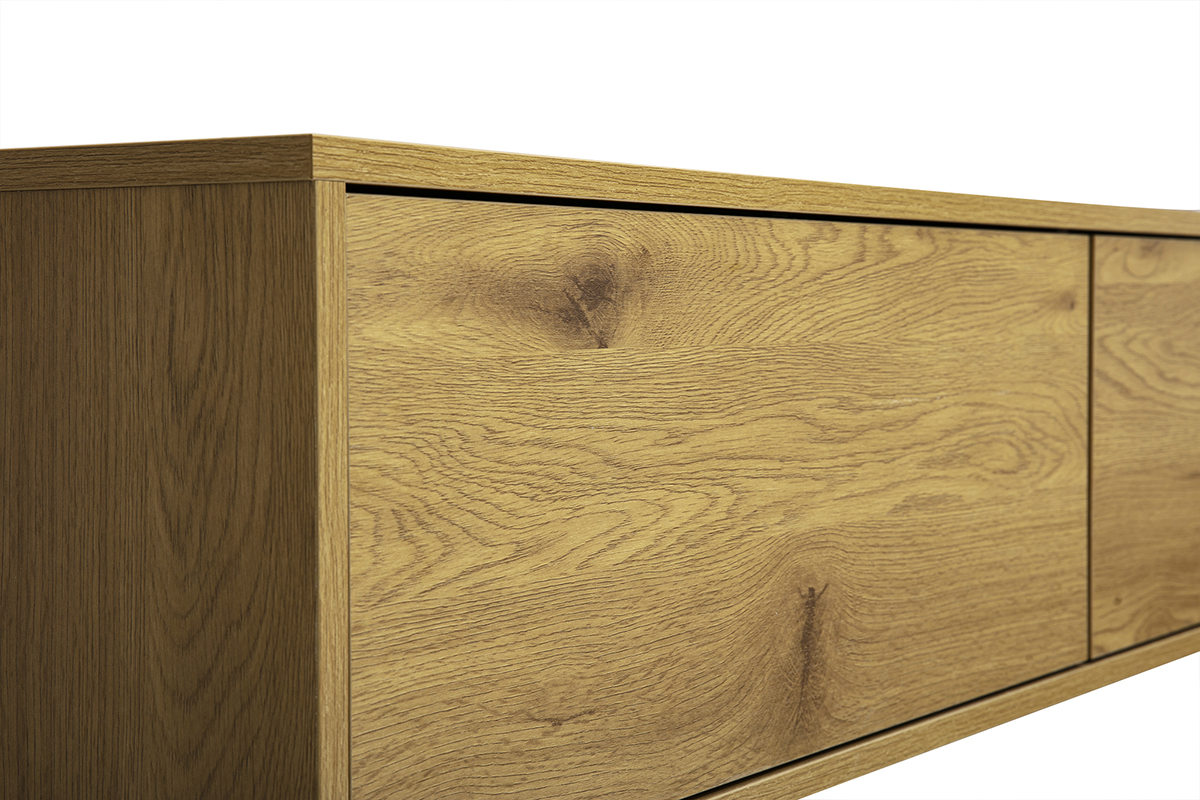 Meuble TV mural finition bois clair ch�ne L140 cm FLEXO