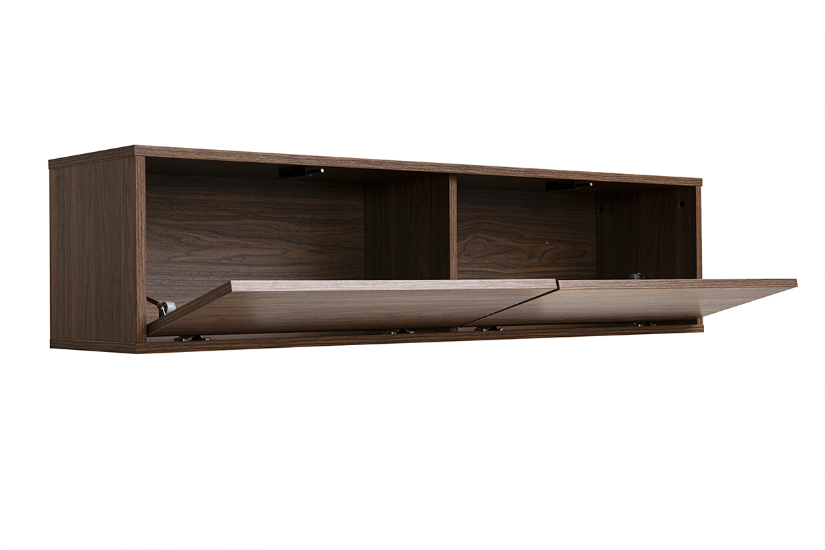 Meuble TV mural finition bois fonc� noyer L120 cm FLEXO
