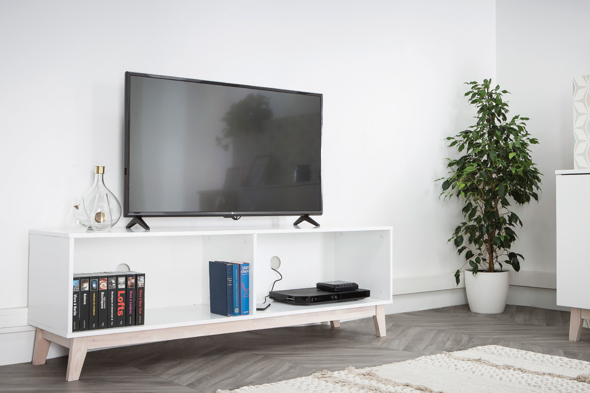 Meuble TV scandinave blanc LEENA