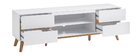 Meuble TV scandinave blanc mat et ch&ecirc;ne SKIVE