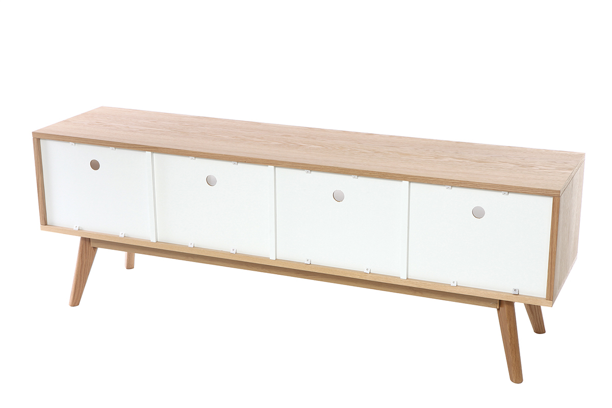 Meuble TV scandinave bois blanc HELIA