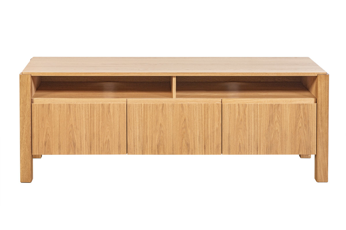 Meuble TV scandinave bois chne avec rangements ferms L160 cm AGALI