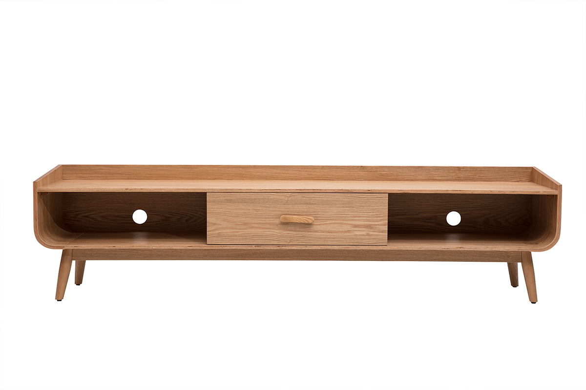 Meuble TV scandinave bois clair fr�ne L200 cm HALLEN